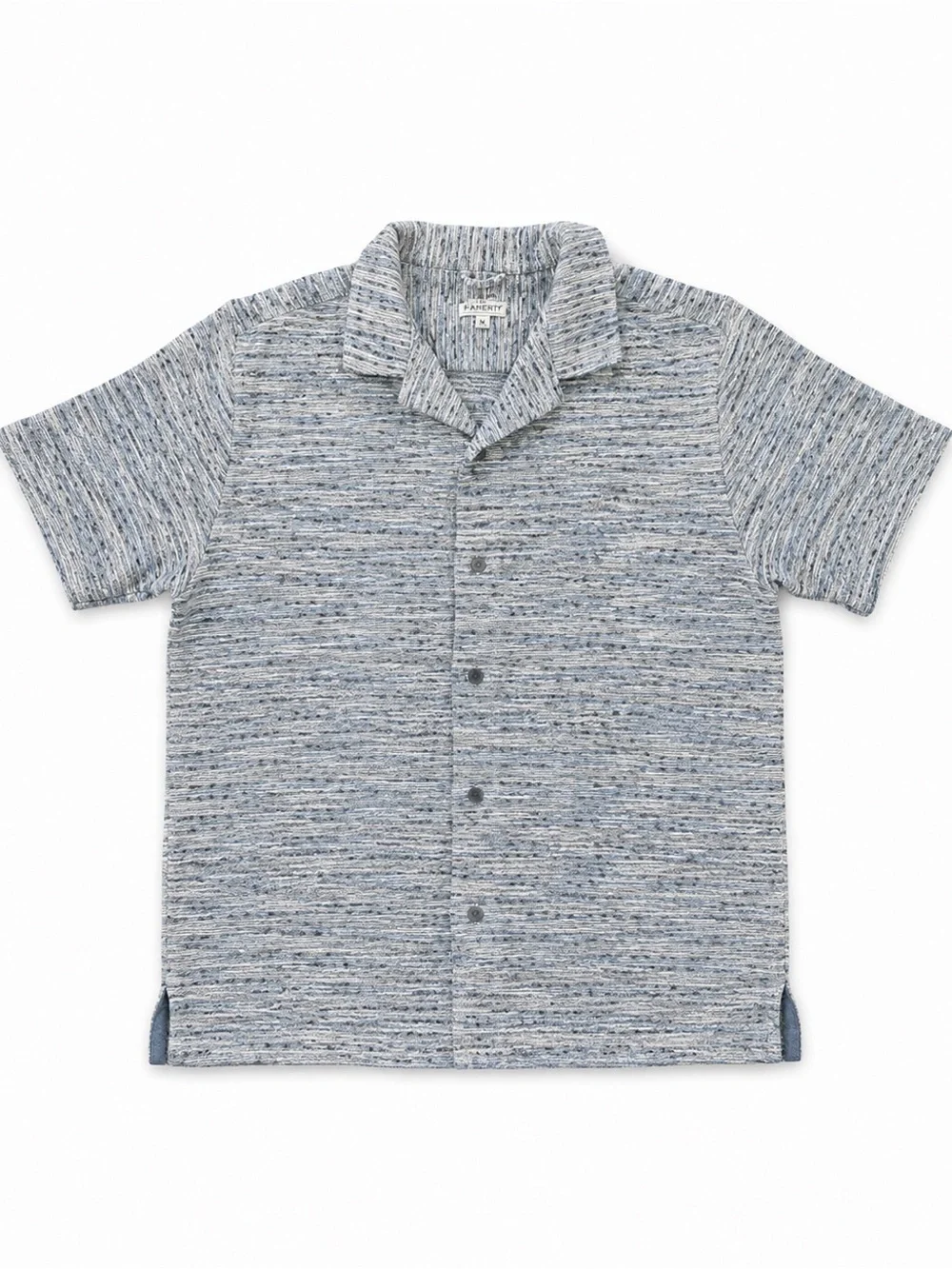 Earthbound Trading Co Textured Camp Shirt Blue Cream Boho Coastal Resort Medium - Picture 1 of 4
